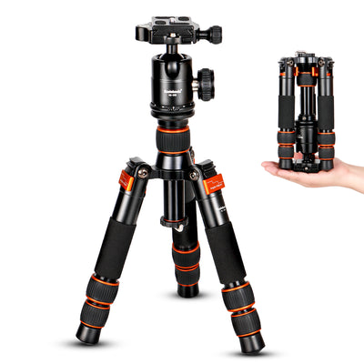 ポータブル ミニ三脚 卓上三脚 ボールヘッド付き、高さ調節可能 9-21.5インチ、コンパクトデスクトップマクロミニ三脚 キャリングバッグ付き DSLRカメラ用 (オレンジ) 